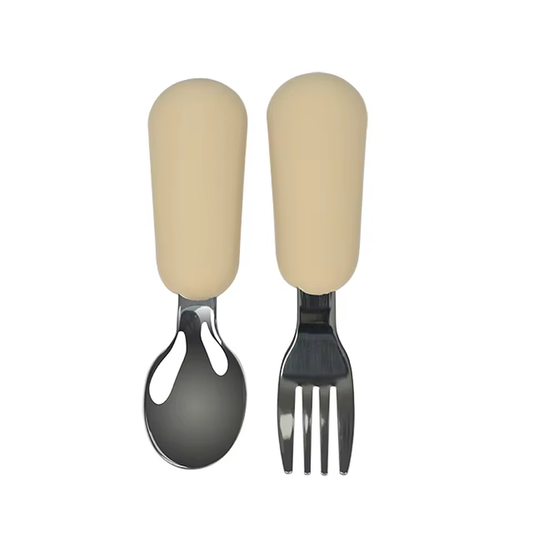 Set de Cubiertos para Bebés – Acero Inoxidable y Silicona (Libre de BPA)