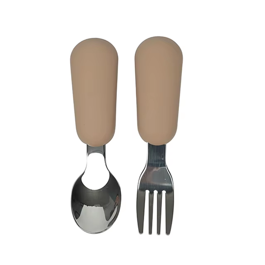 Set de Cubiertos para Bebés – Acero Inoxidable y Silicona (Libre de BPA)